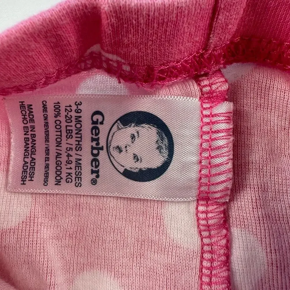 Gerber Baby Girls Polka Dot Onesie and Pants Set Pink White 3-9 Months